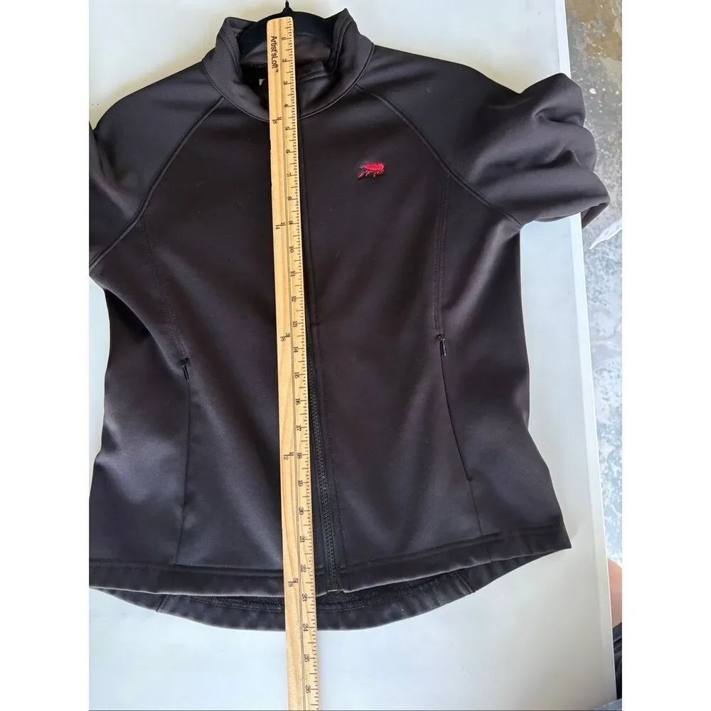 Perlis Women XS Black Softshell Jacket Full Zip Lightweight Crawfish Logo Preppy